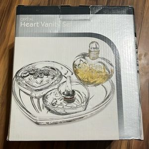 Vintage Crystal Heart Vanity Set